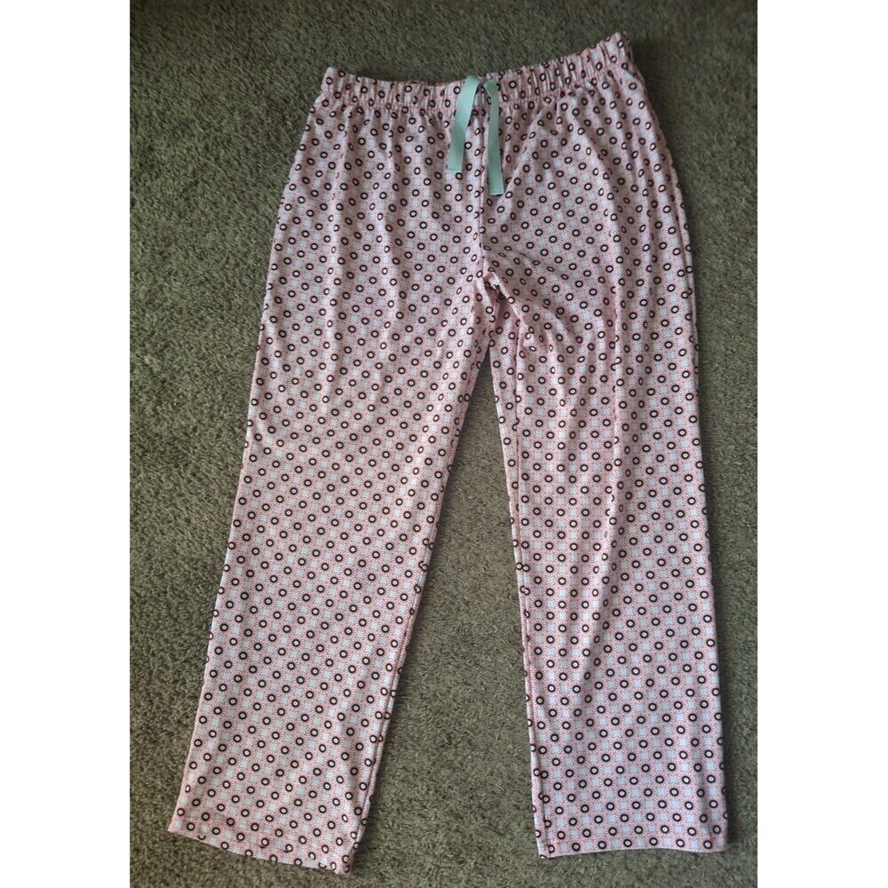 Lands' End Pajama Pants Women's Large  Geo Print Red Blue Drawstring